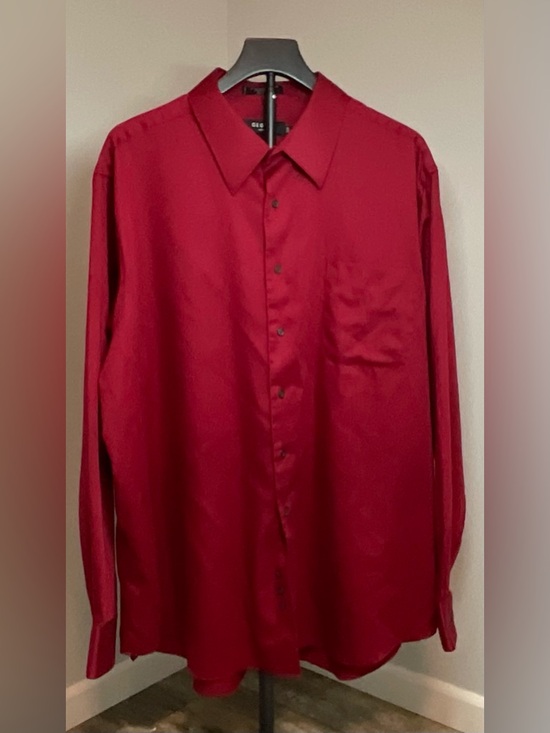 George Other - George Men's Red Long-Sleeve Dress Shirt
